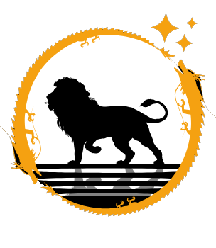 Löwen-Symbol im orangenen Ring — Bildmarke von Harald Pfeifer
